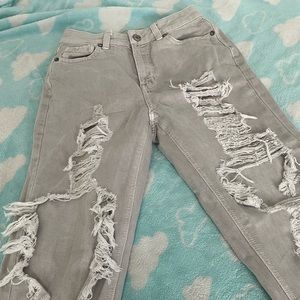 Baggy Grey Ripped Jeans